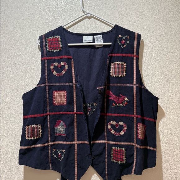 Vintage Bobbie Brooks Dark Blue Vest with Red Details - Picture 2 of 9